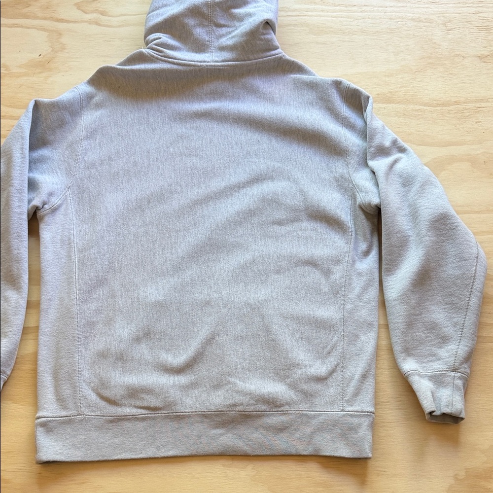 Heather Grey Hooded Sweatshirt with Yellow Smile Patch - Picture 4 of 7